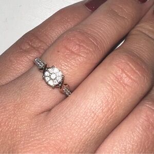 10K Gold and Silver  Diamond Engagement Ring. Size 6
